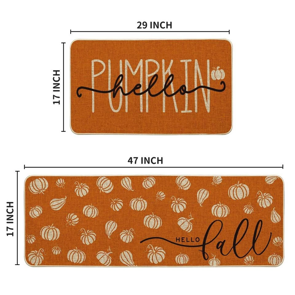 2-Piece Fall Pumpkin Kitchen Rug Set - photo 2