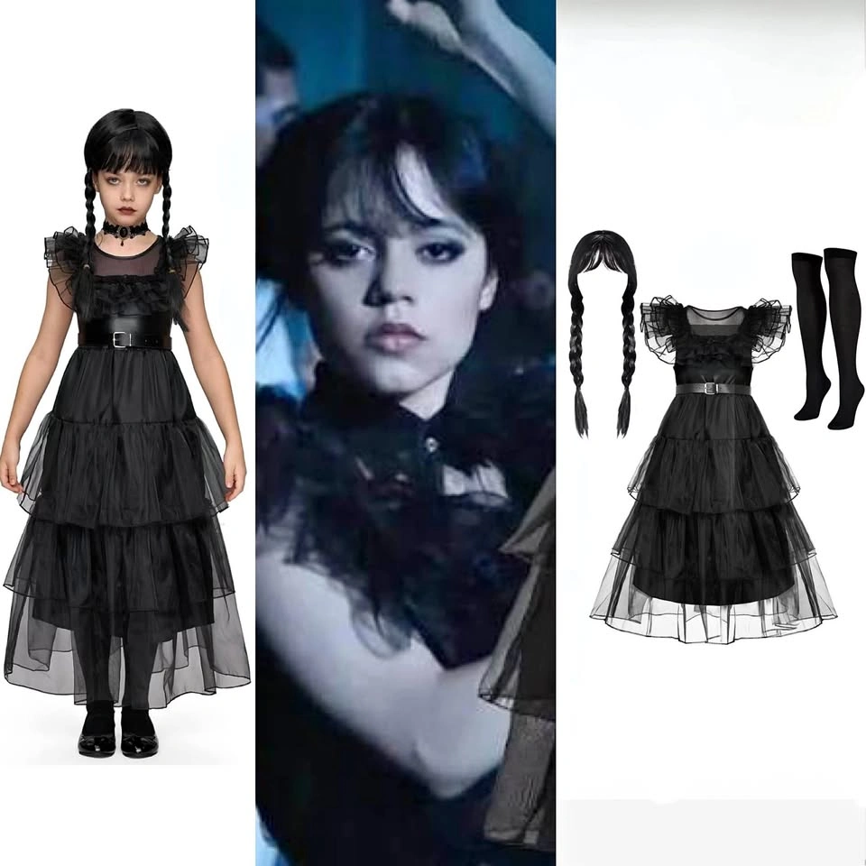 2 Brand New Wednesday Addams Dance Costume Dresses Size 120