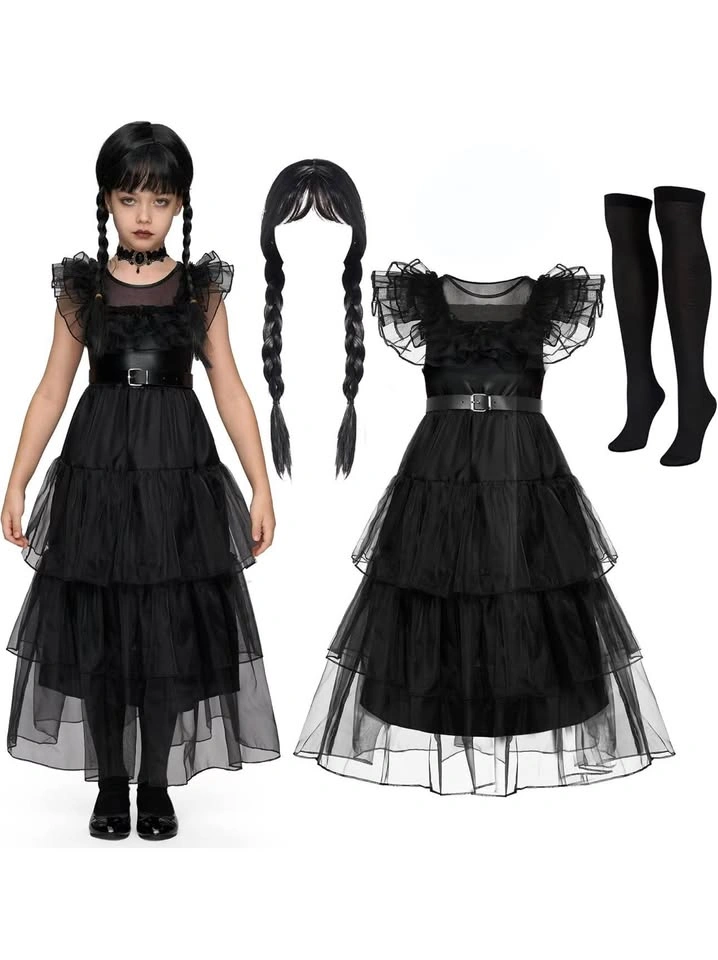 2 Brand New Wednesday Addams Dance Costume Dresses Size 120 - photo 2