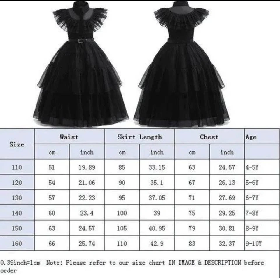 2 Brand New Wednesday Addams Dance Costume Dresses Size 120 - photo 3