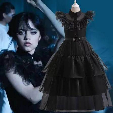 2 Brand New Wednesday Addams Dance Costume Dresses Size 120 - photo 4