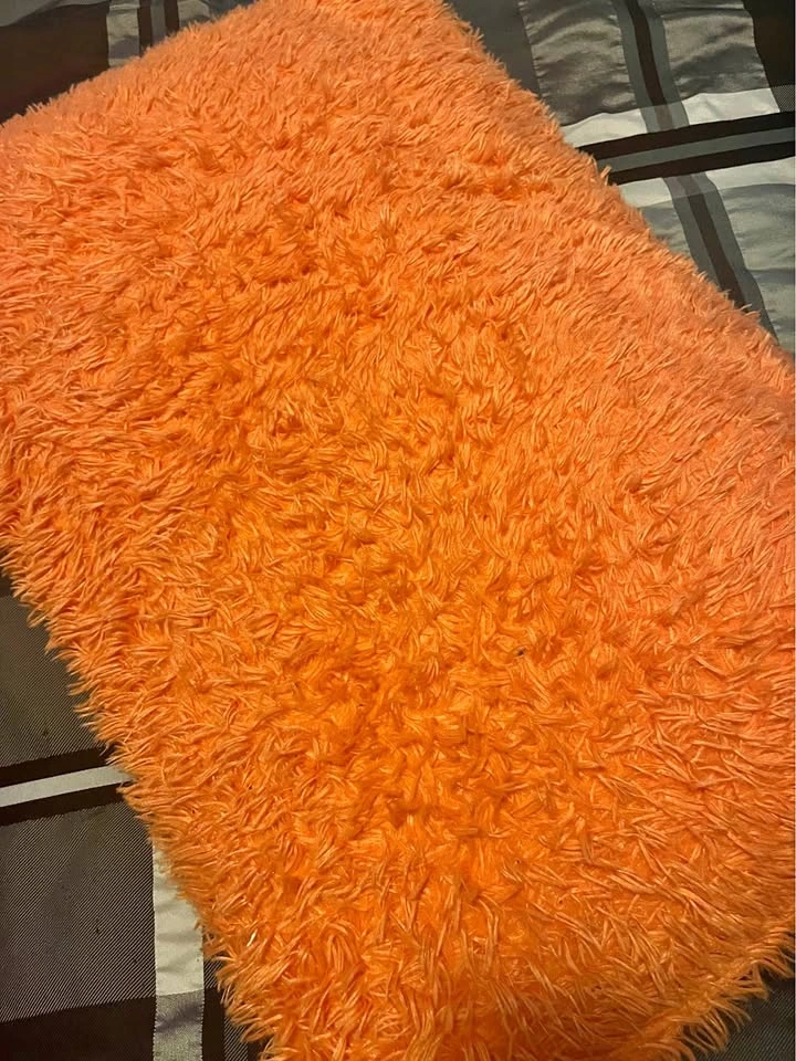 Orange Faux Fur Decorative Pillow
