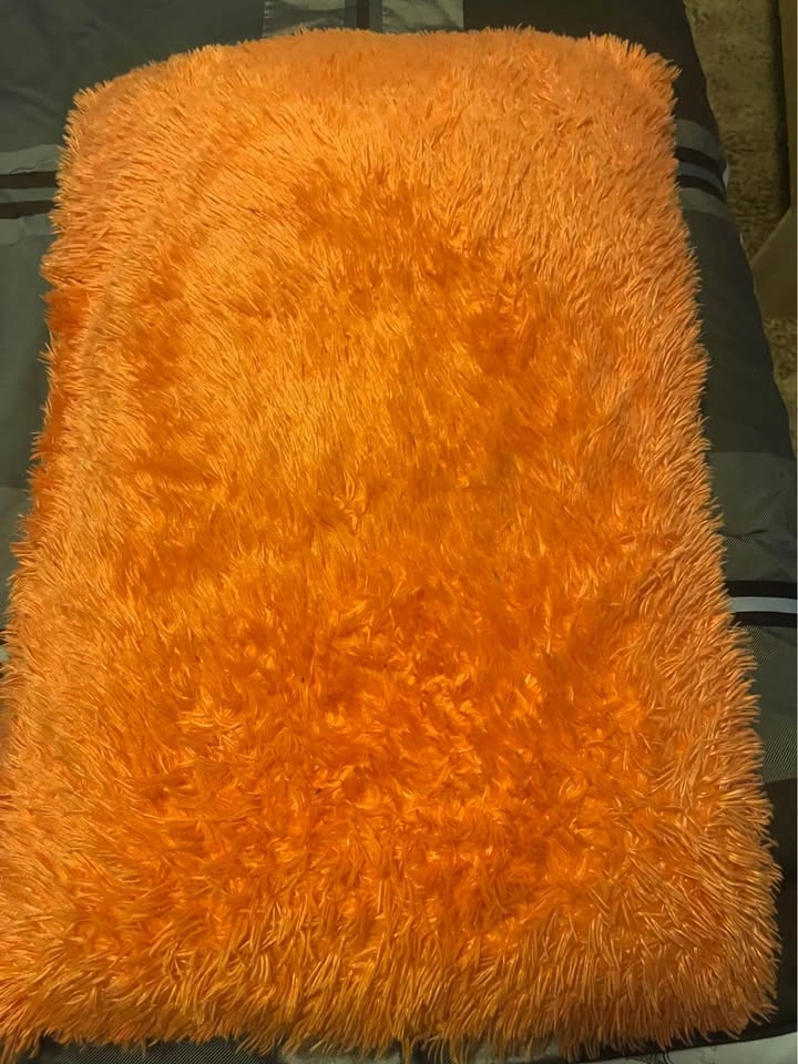 Orange Faux Fur Decorative Pillow - photo 2