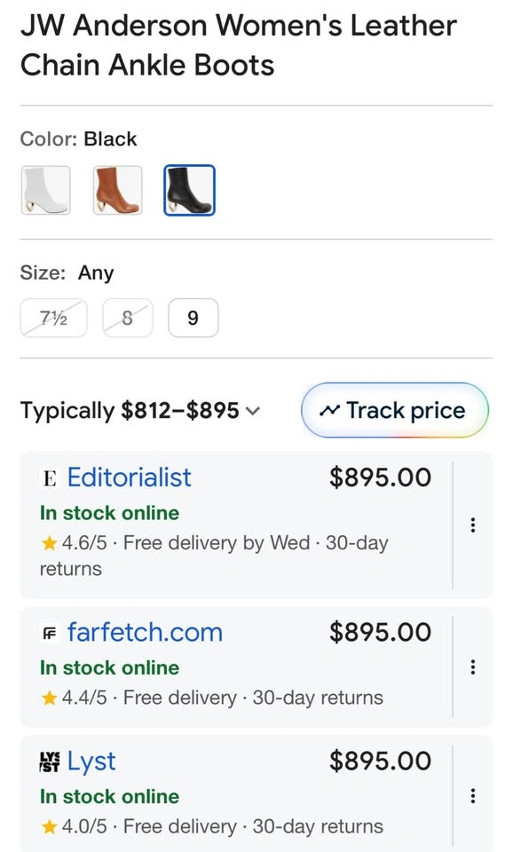 JW Anderson Women's Leather Chain Ankle Boots size 40 - photo 2