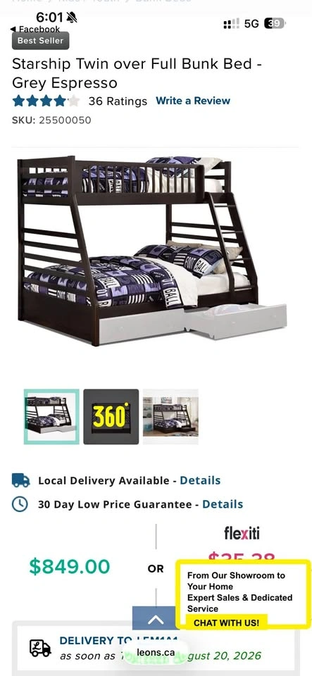 Starship Twin over Full Bunk Bed - Grey Espresso
