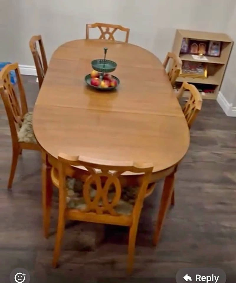 Wooden Dining Table Set with 6 Chairs and China Cabinet
