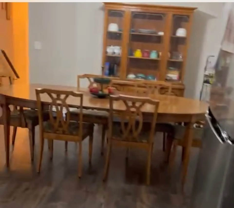 Wooden Dining Table Set with 6 Chairs and China Cabinet - photo 3