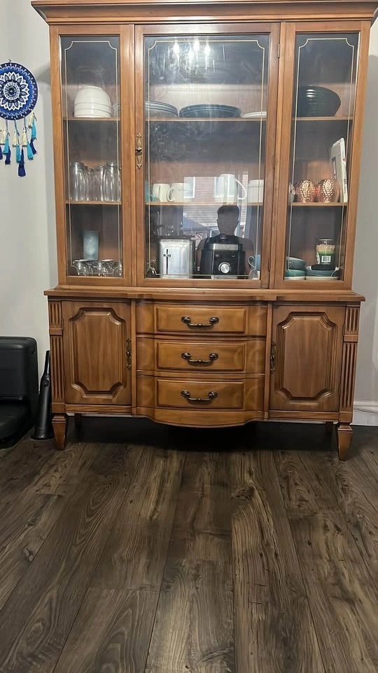 Wooden Dining Table Set with 6 Chairs and China Cabinet - photo 4