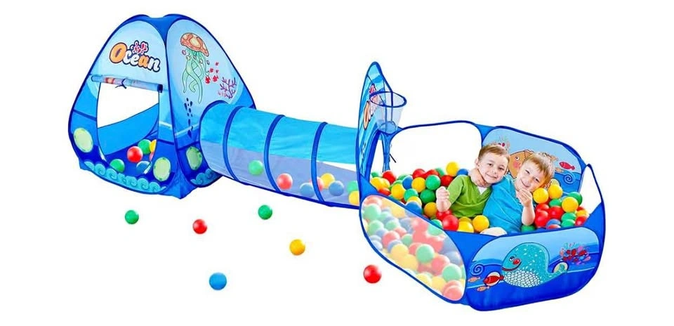 Ocean 3-in-1 Kids Play Tent with Tunnel and Ball Pit