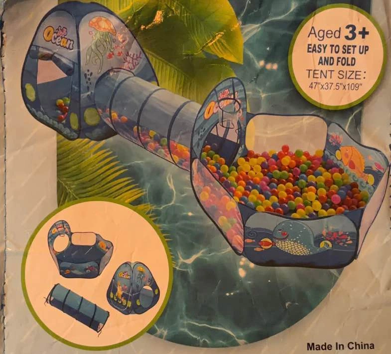Ocean 3-in-1 Kids Play Tent with Tunnel and Ball Pit - photo 2