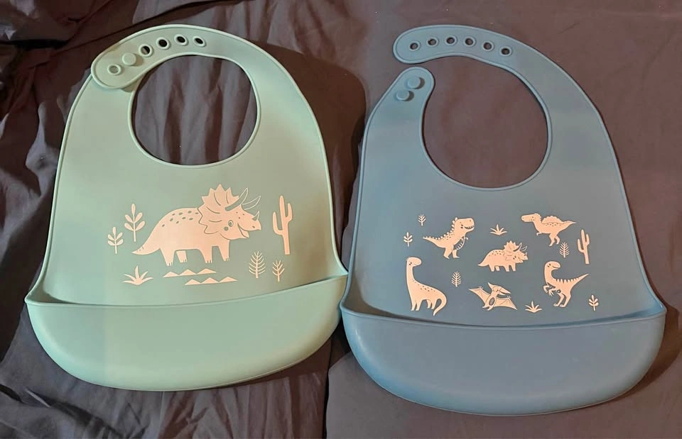Silicone Dinosaur Baby Bibs (2-Pack)