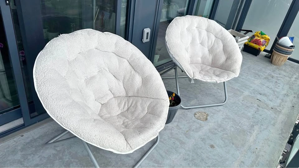2 White Foldable Lounge Chairs - $100 for Both