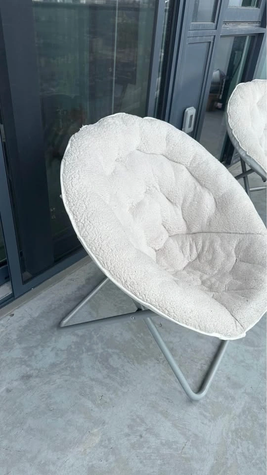 2 White Foldable Lounge Chairs - $100 for Both - photo 2