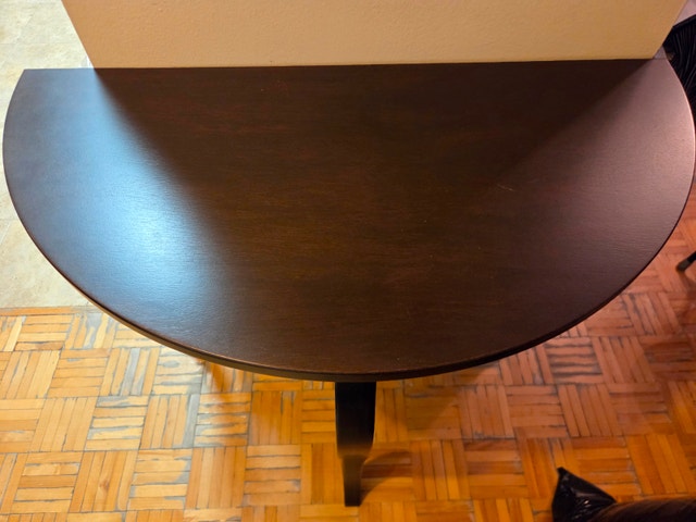 Half-Moon Demilune Console Table - Dark Wood - Good Condition - photo 2