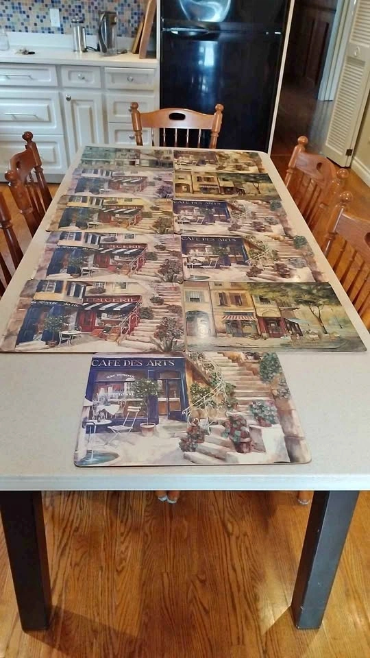Hand Decorated Table Mats with Particle Board From Paris
