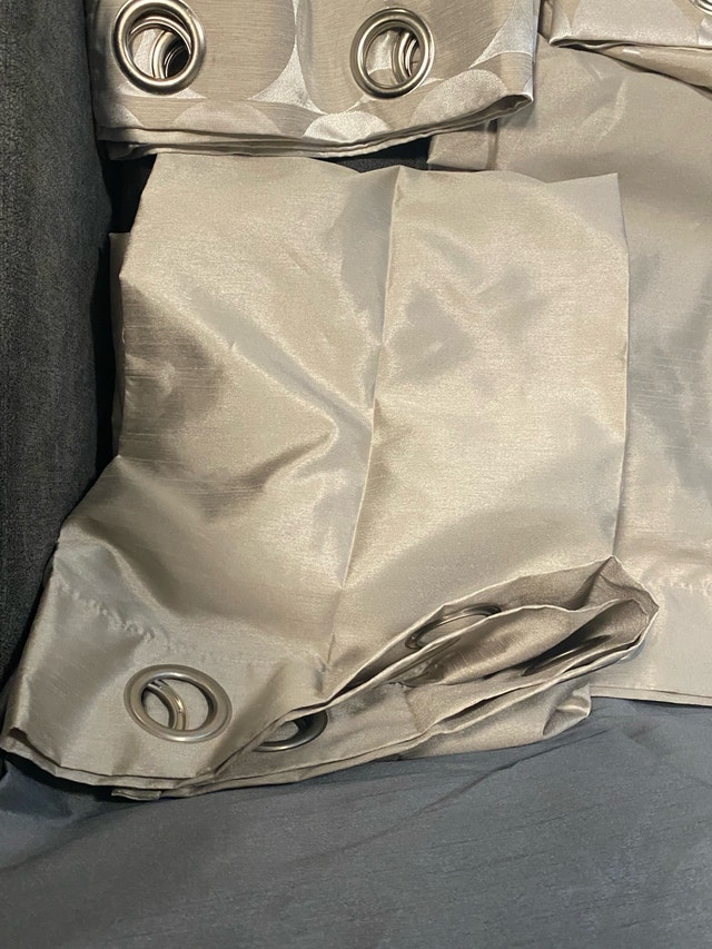 3 Sets of Gold Grey Faux Silk Curtains $50 for All - photo 2