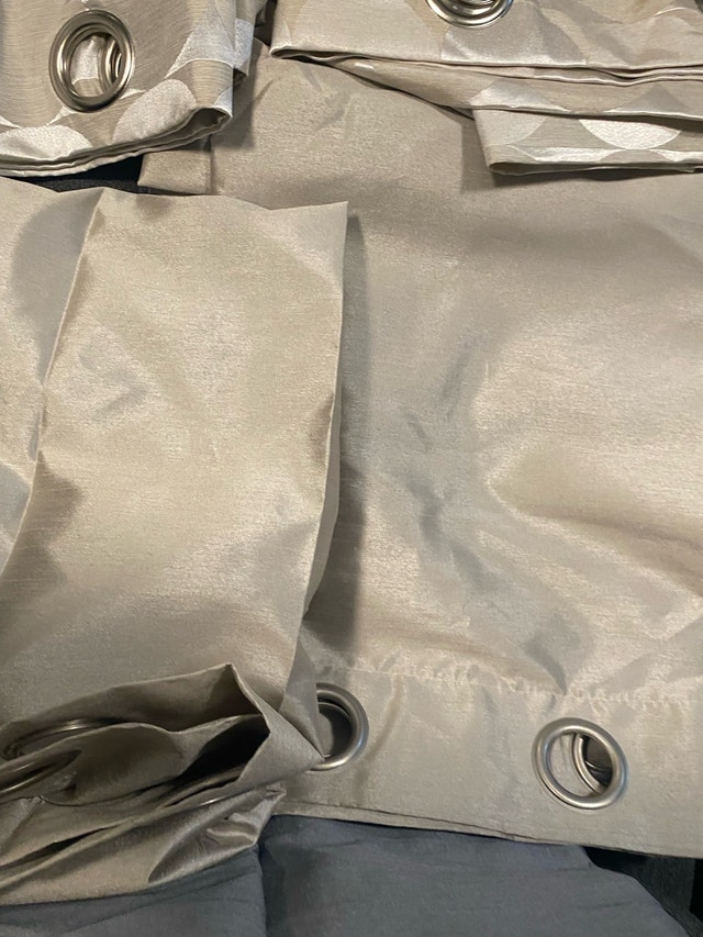 3 Sets of Gold Grey Faux Silk Curtains $50 for All - photo 3