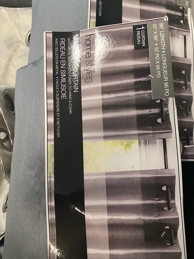 3 Sets of Gold Grey Faux Silk Curtains $50 for All - photo 5