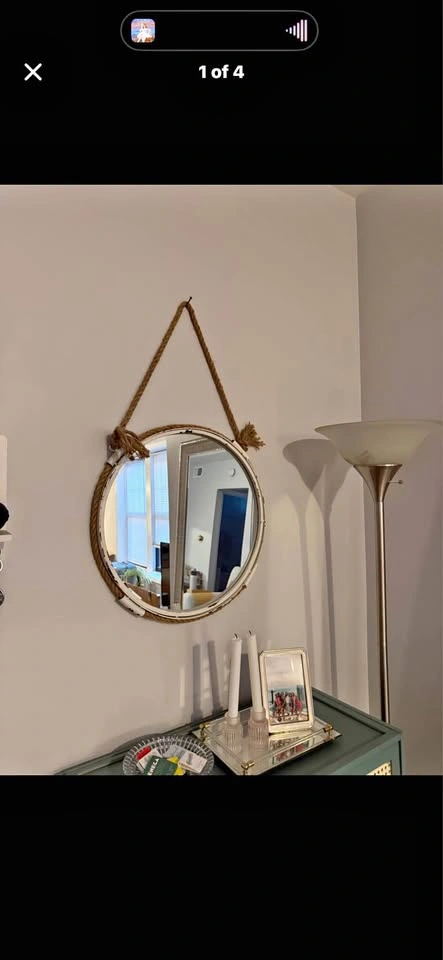 Round Hanging Rope Mirror