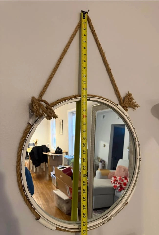 Round Hanging Rope Mirror - photo 2