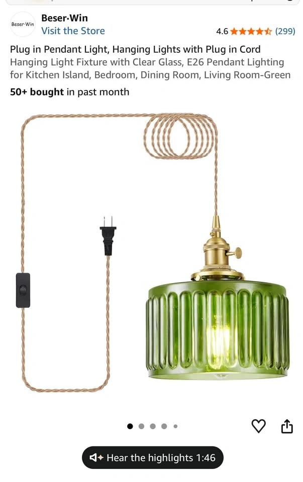 Green Pendant Lights (Set of 2) - photo 4