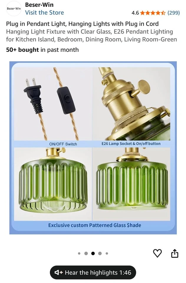 Green Pendant Lights (Set of 2) - photo 5