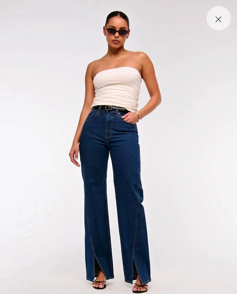 Abercrombie High Rise 90s Relaxed Split-Vent Hem Jean
