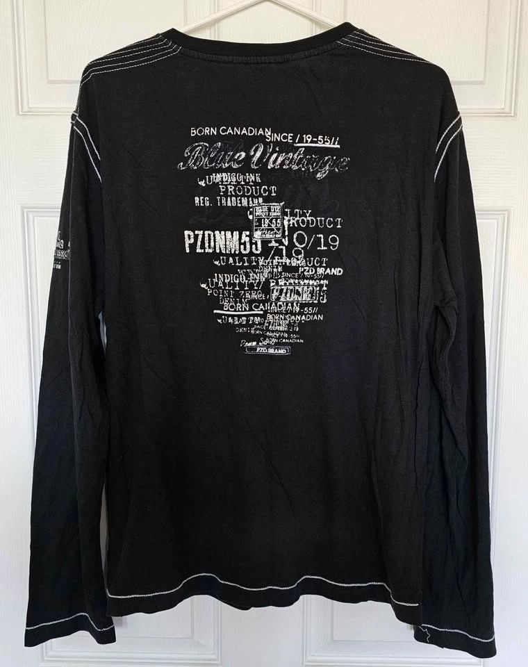 Point Zero Gold Men's Long Sleeve Graphic Henley Shirt - Size Me - photo 2