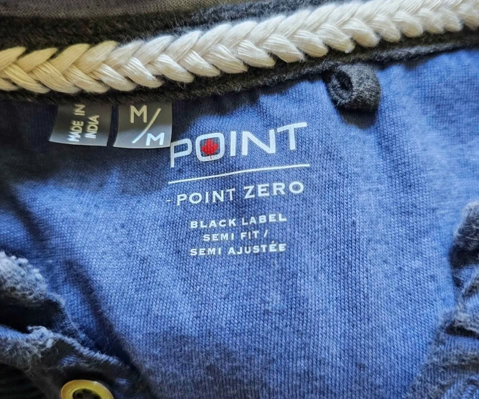 Point Zero Black Label Men's Long Sleeve Henley Shirt - Size Med - photo 3