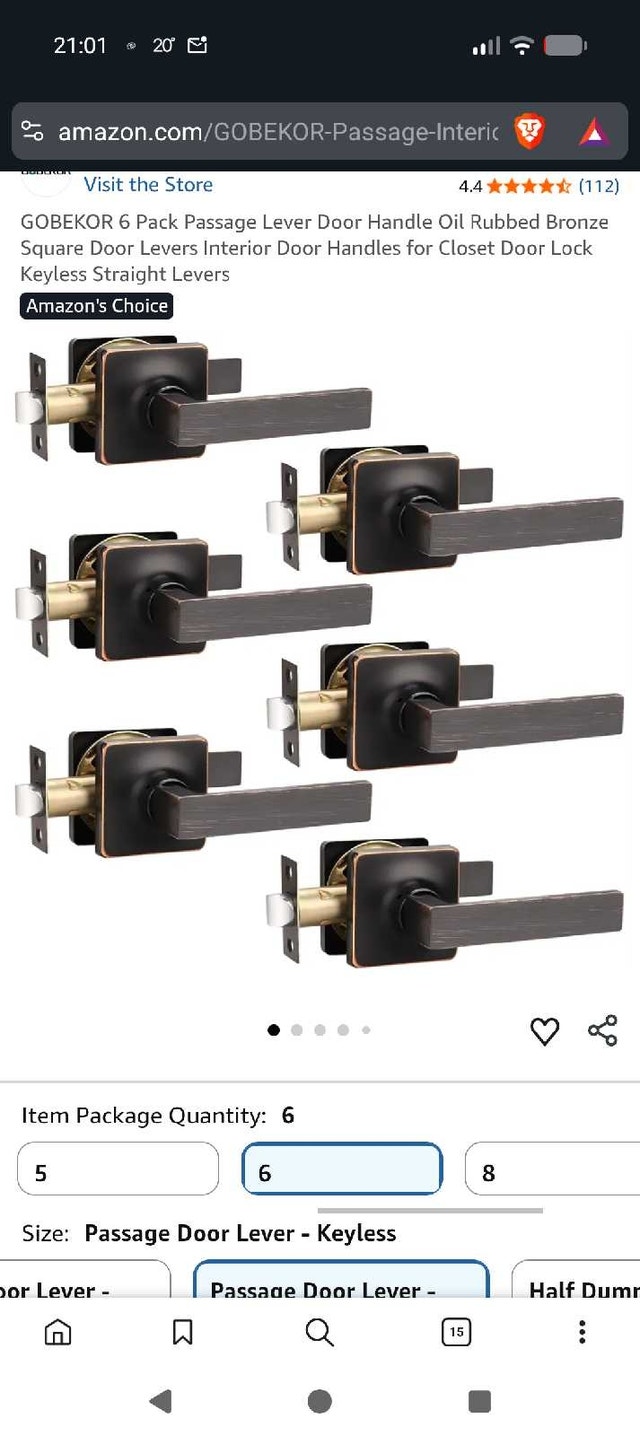 BNIB 6 Pack Passage Lever Door Handle Oil Rubbed Bronze Square