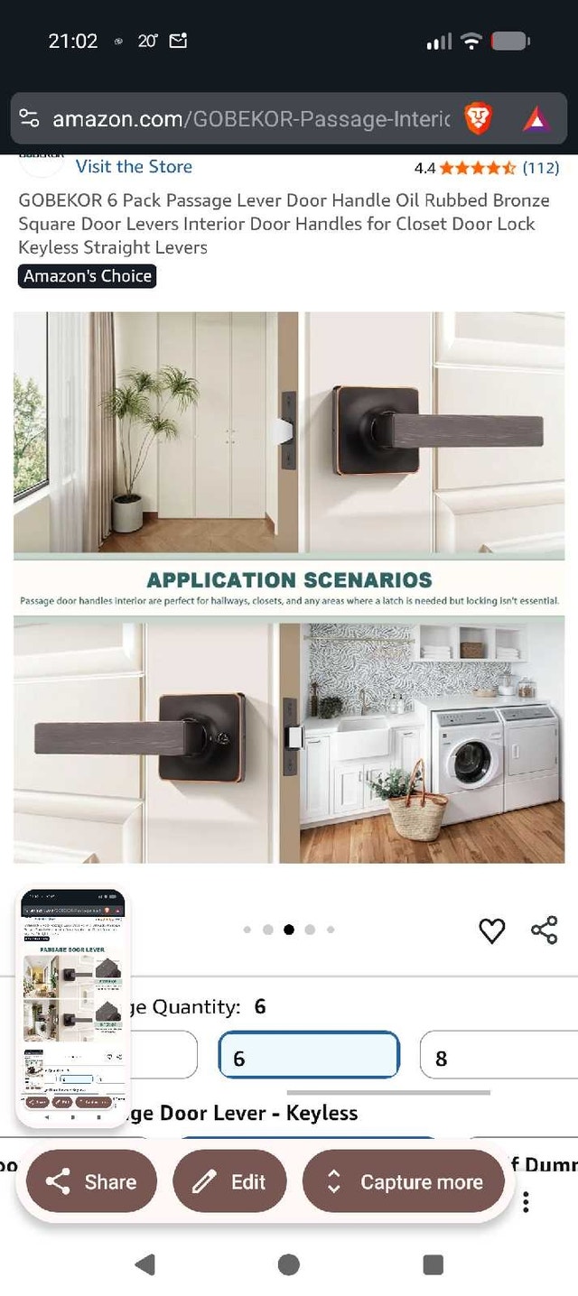 BNIB 6 Pack Passage Lever Door Handle Oil Rubbed Bronze Square - photo 4