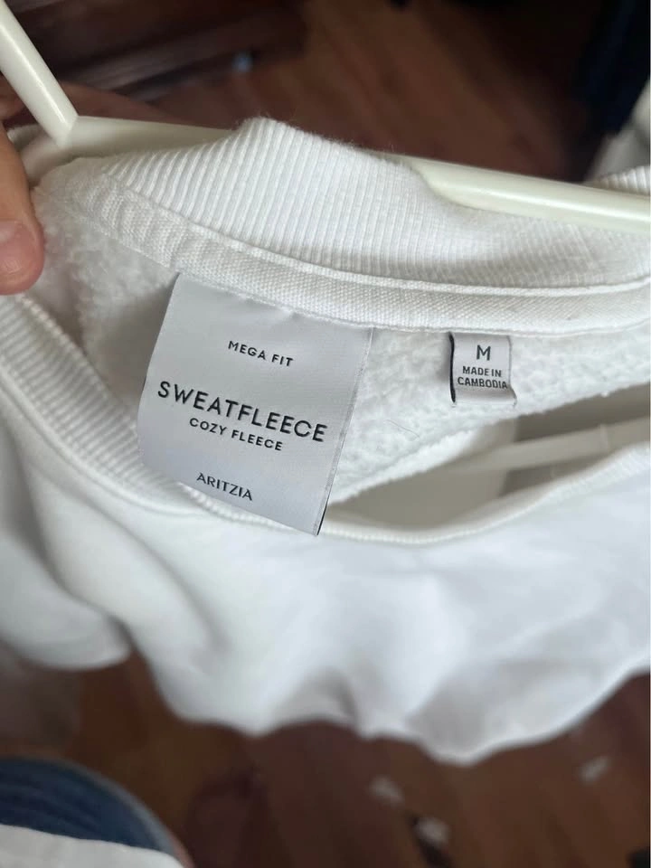 Aritzia sweat fleece white crew - photo 3
