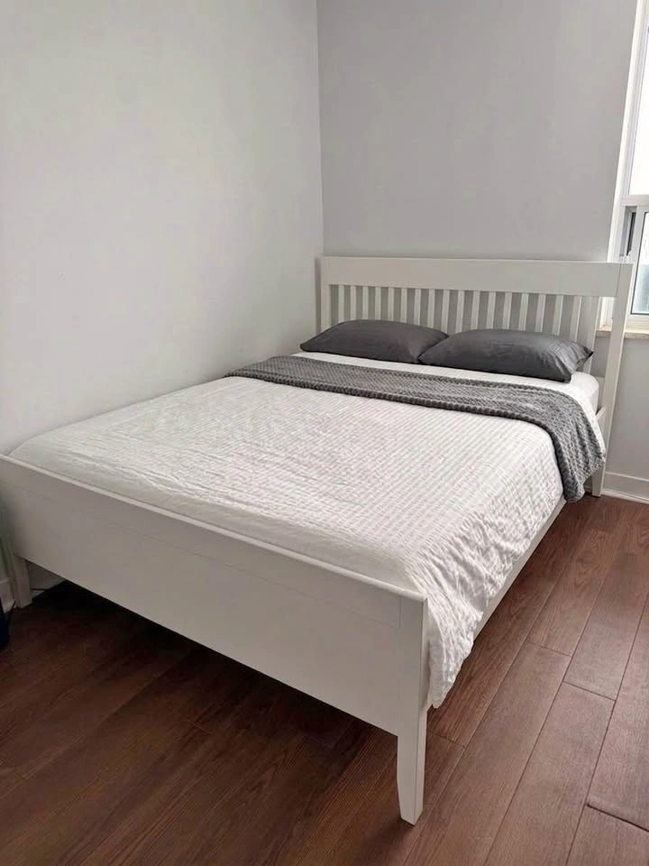 IKEA HEMNES Bed Frame, White Stain, Queen size