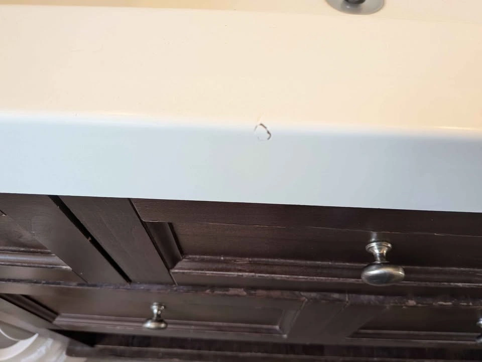 Dark Wood Bathroom Vanity with Sink and Faucet - photo 4