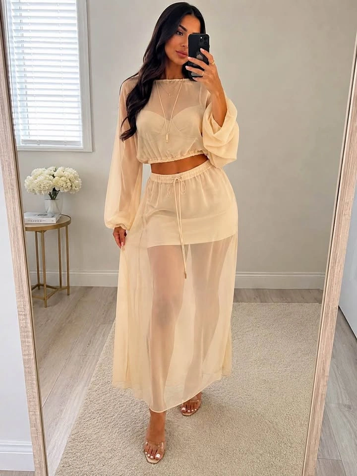 Marciano Beige Sheer Dress