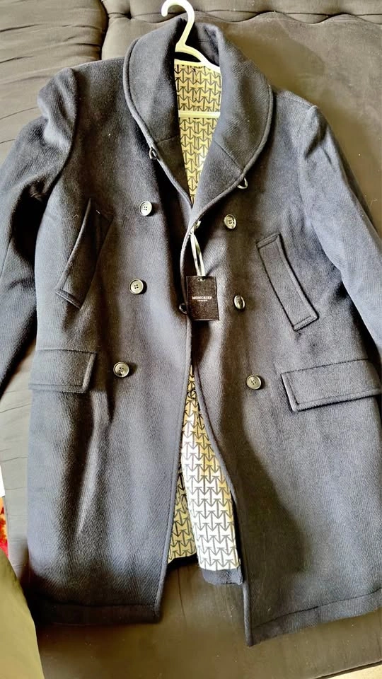 Moncrief London Navy Herringbone Overcoat