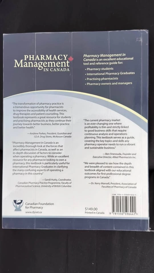 Pharmacy Management in Canada Textbook - photo 2