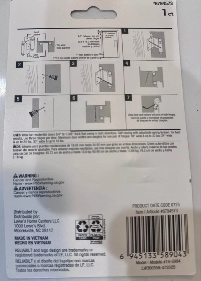 Door Hinges - self closing, double action spring, set of 4 - photo 5