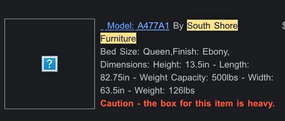 South Shore Furniture Queen Bedframe