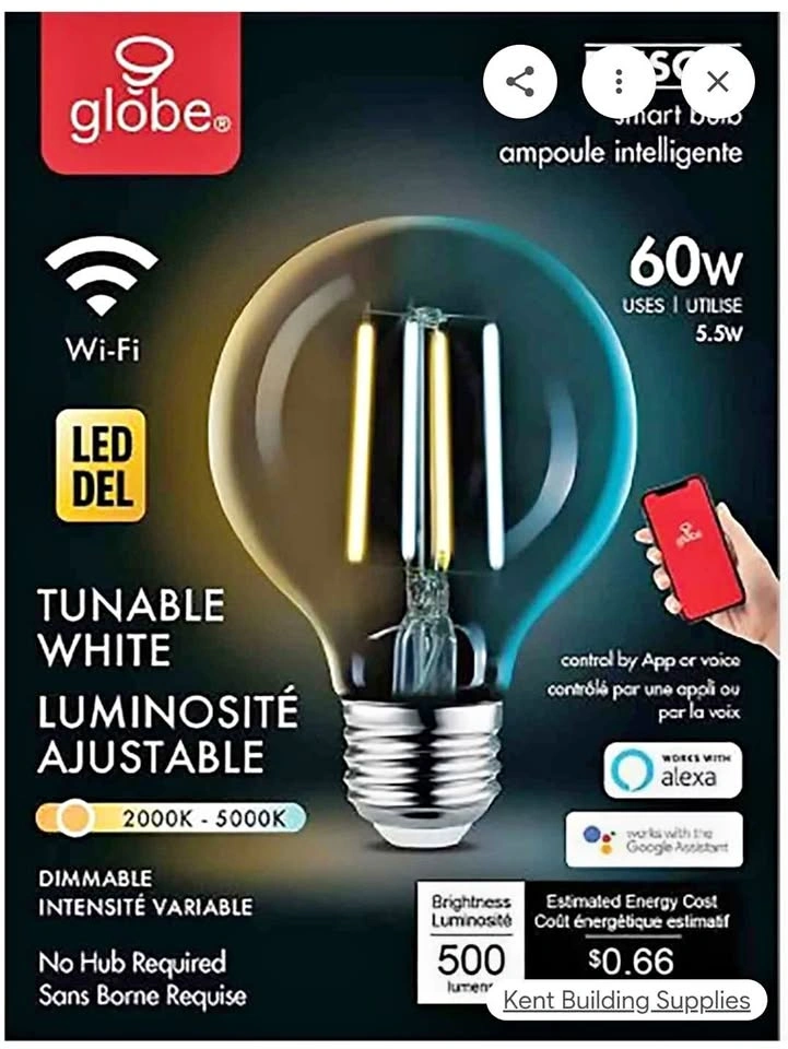 Globe Smart Wi-Fi LED Tunable White 60W Bulb