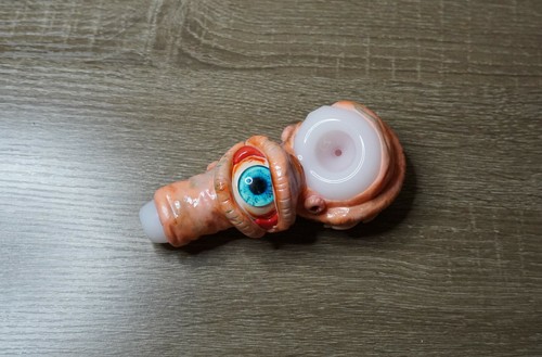 Scary pipe hand painted borosilicate glass smoking pipe NEW - photo 2