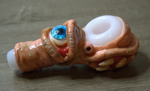 Scary pipe hand painted borosilicate glass smoking pipe NEW - photo 5