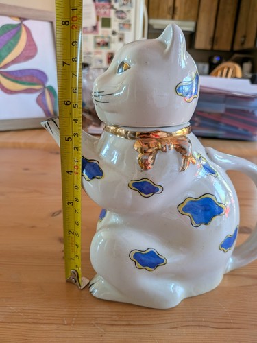 Vintage Gold Castle Chikusa Cat Teapot Hand Painted Japan 1950s - photo 2
