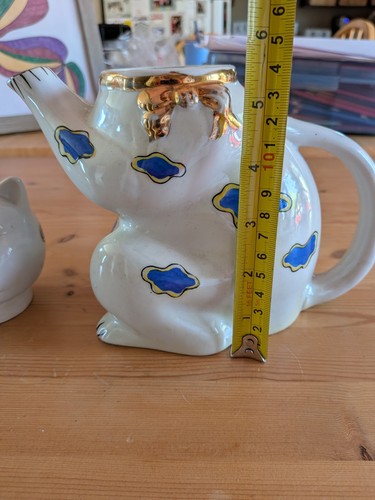 Vintage Gold Castle Chikusa Cat Teapot Hand Painted Japan 1950s - photo 3