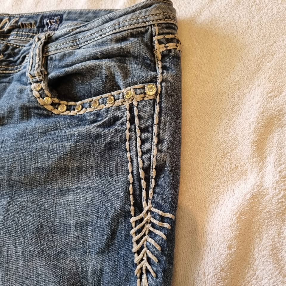 LA Idol Rhinestone Jeans like new Ladies Size 14 - photo 3
