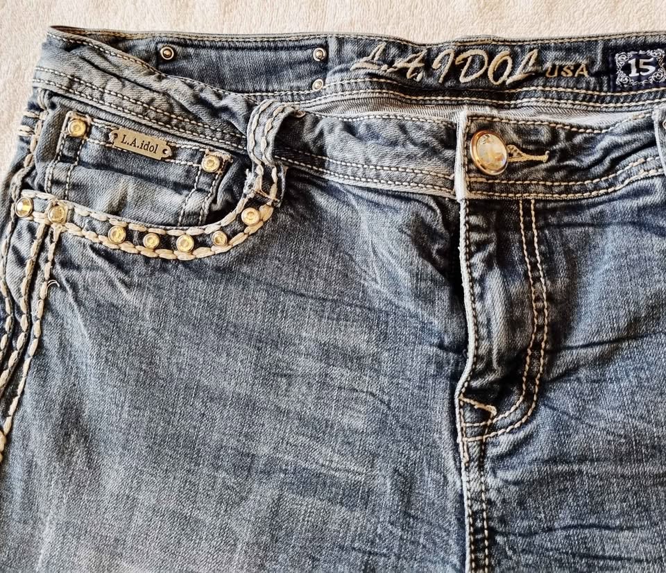 LA Idol Rhinestone Jeans like new Ladies Size 14 - photo 4