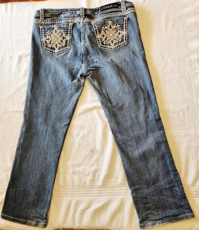 LA Idol Rhinestone Jeans like new Ladies Size 14 - photo 5