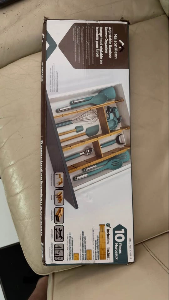MaisonKleen Adjustable Bamboo Drawer Organizer — 10 Pieces - photo 3