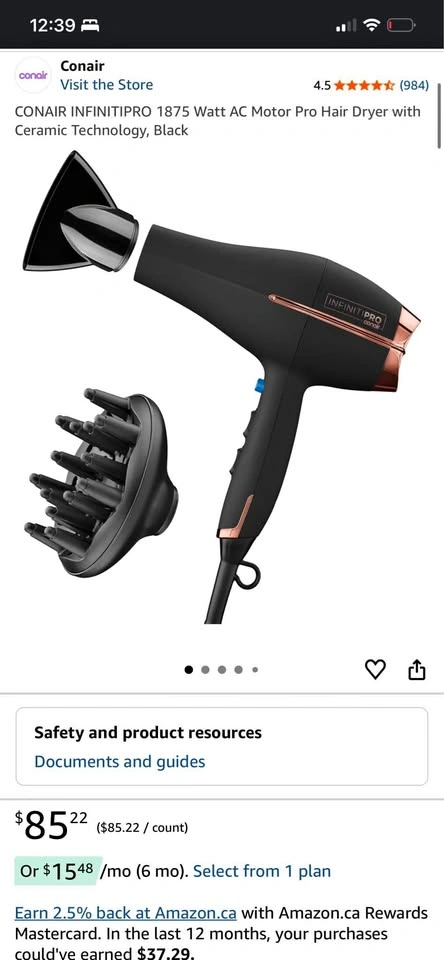 Conair InfinitiPro 1875 Watt AC Motor Pro Hair Dryer