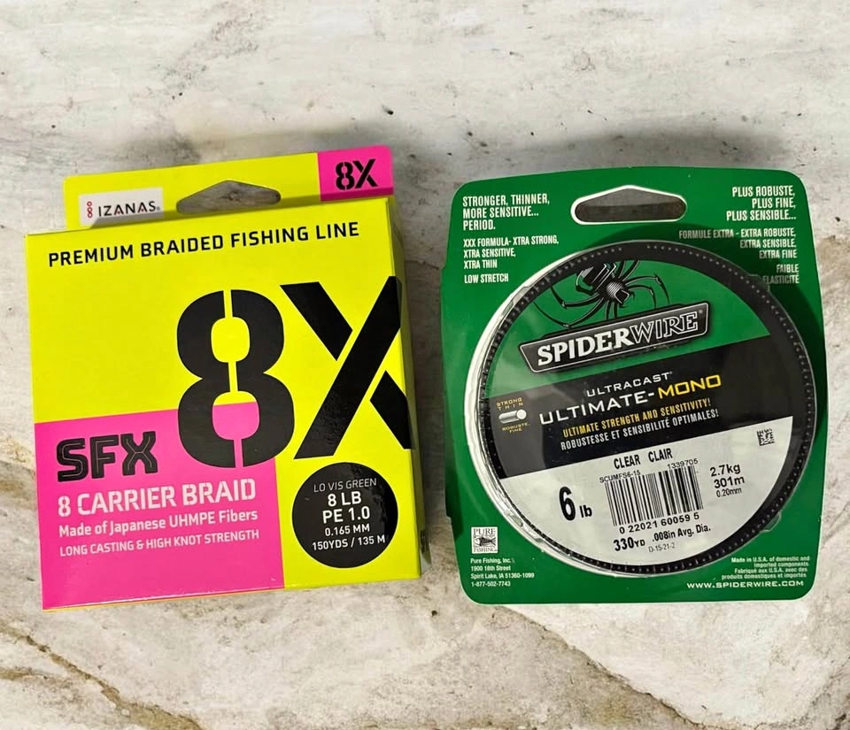 Sufix SFX 8 Carrier Braid and SpiderWire Ultracast Fishing Line